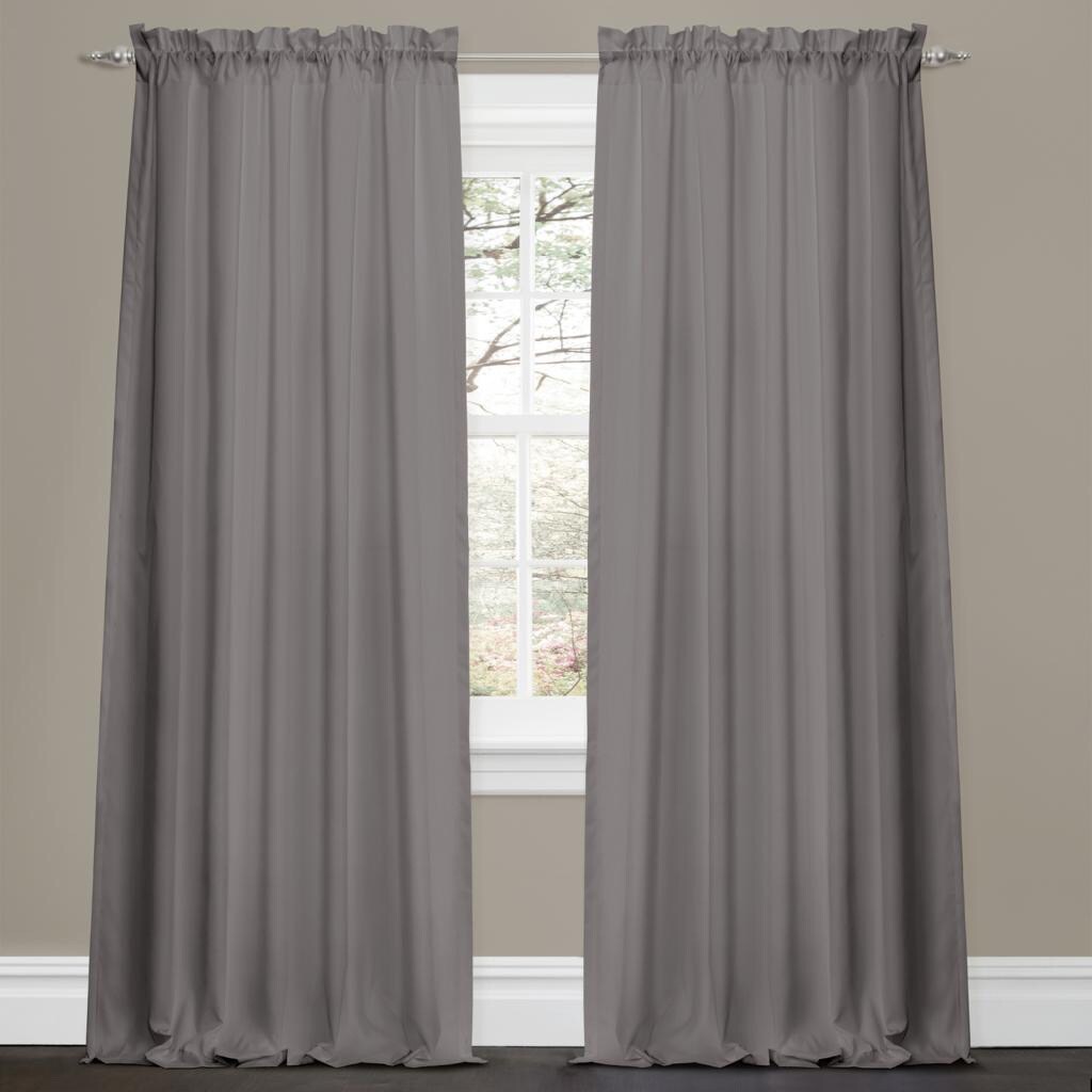 Lush Decor Lucia Grey 84 inch Curtain Panel Pair (GreyCurtain style Window panelConstruction Rod PocketLining Not linedDimensions 42 inches x 84 inchesEnergy saving NoTiebacks included NoMaterials 100 percent polyesterCare Instructions Machine was