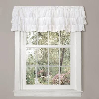 Gracewood Hollow Quist White Ruffled Valance - 84x18