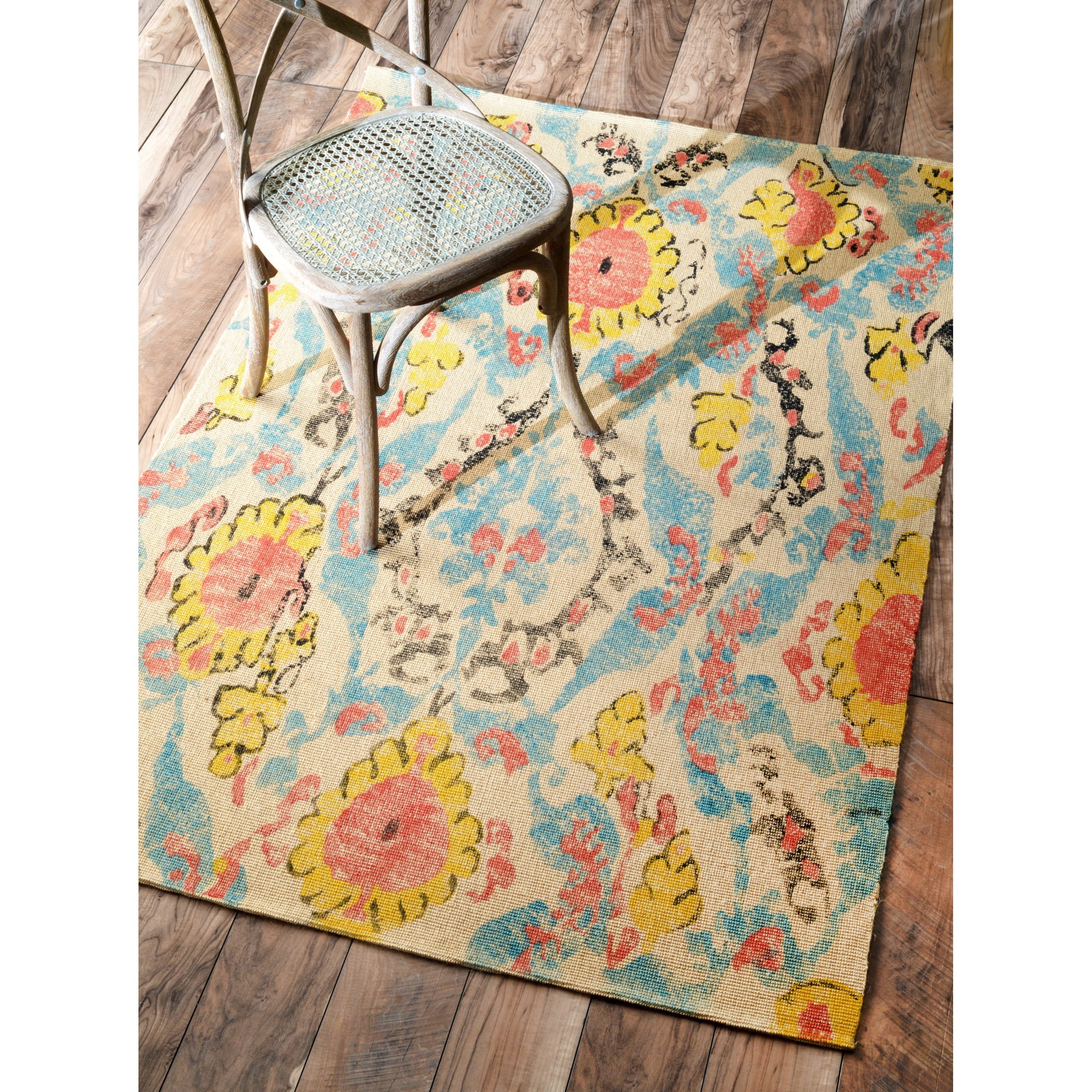 Nuloom Floral Printed Jute Multicolored Rug (4 X 6)