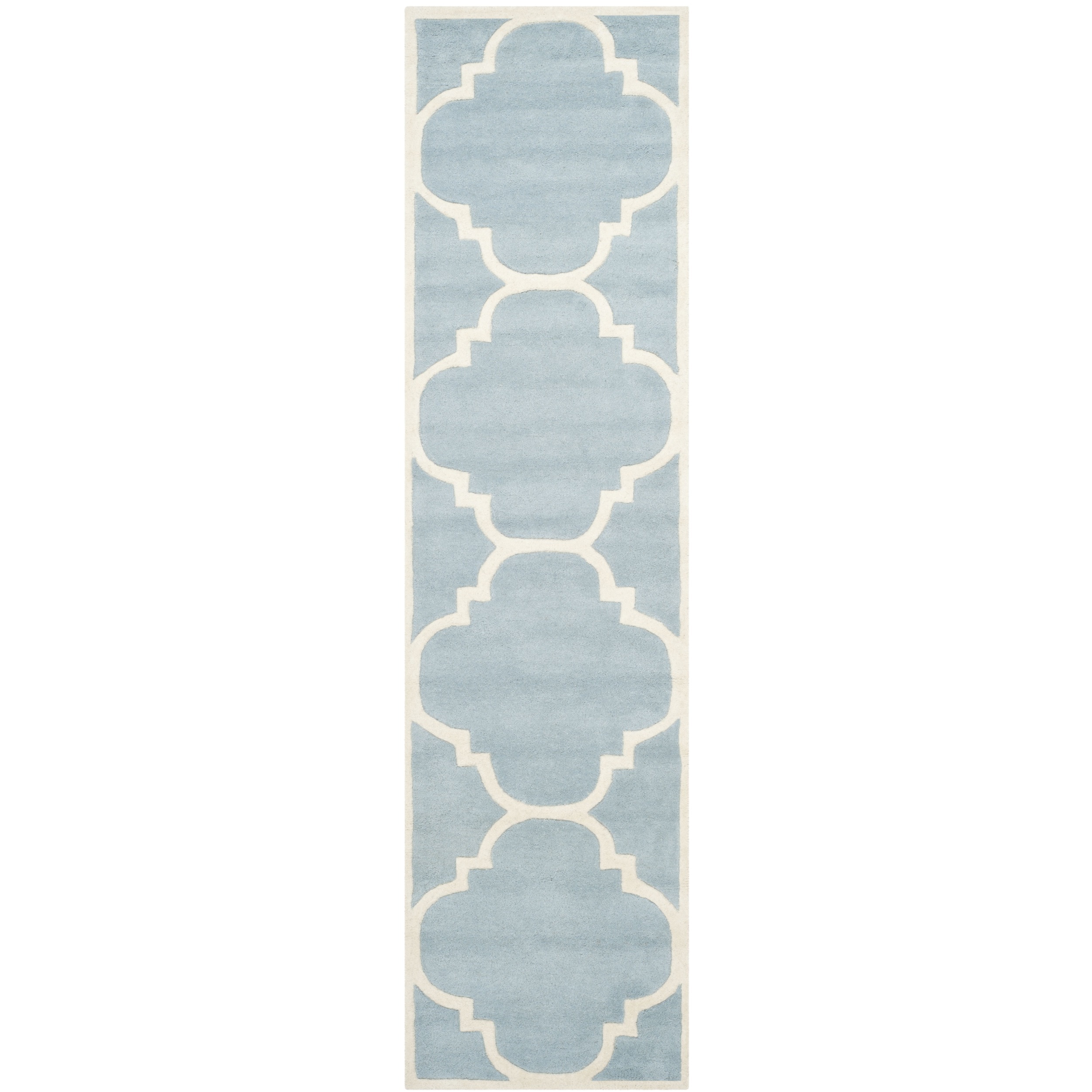 Handmade Moroccan Blue Contemporary Wool Rug (23 X 9)