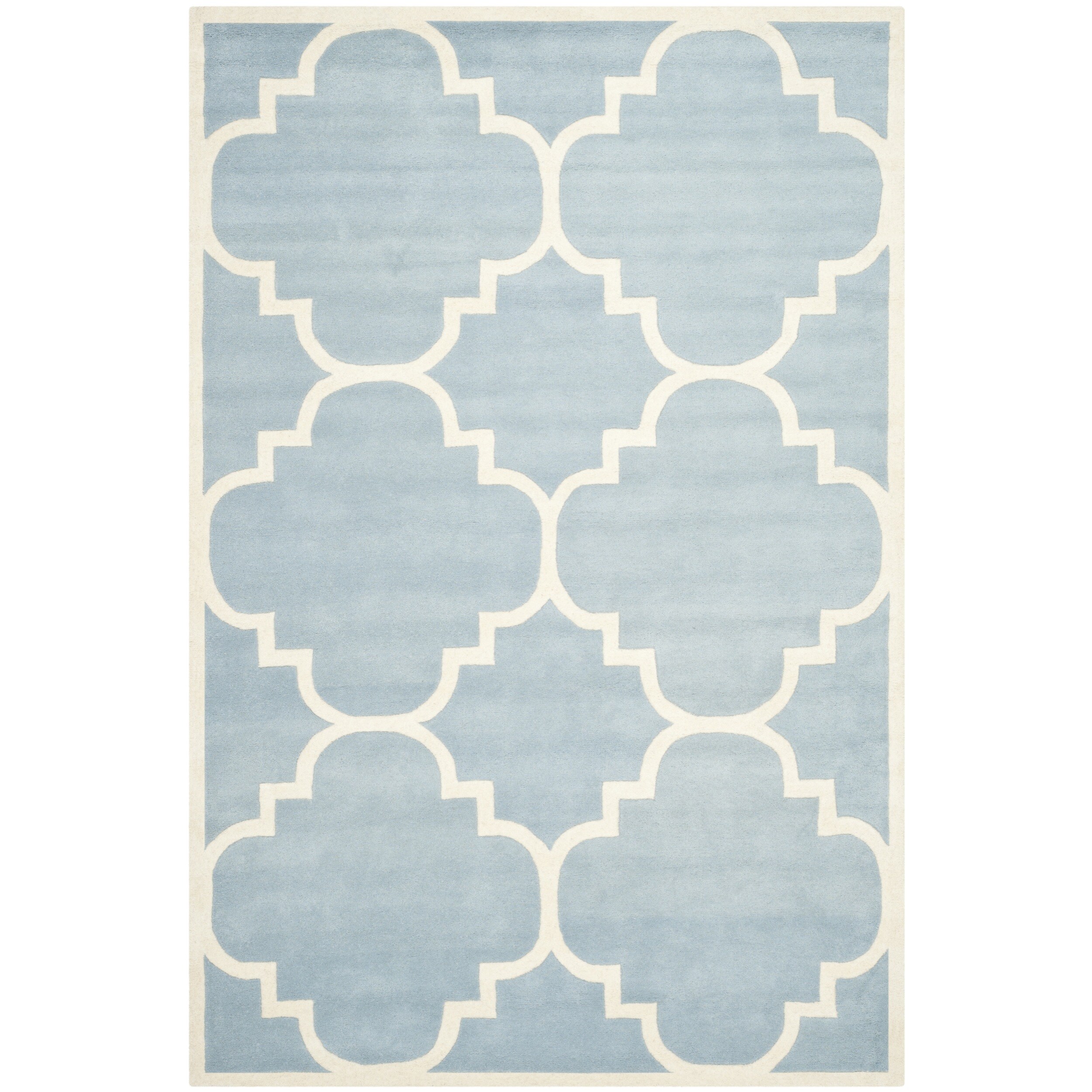 Handmade Moroccan Blue Large Pattern Wool Rug (6 X 9)