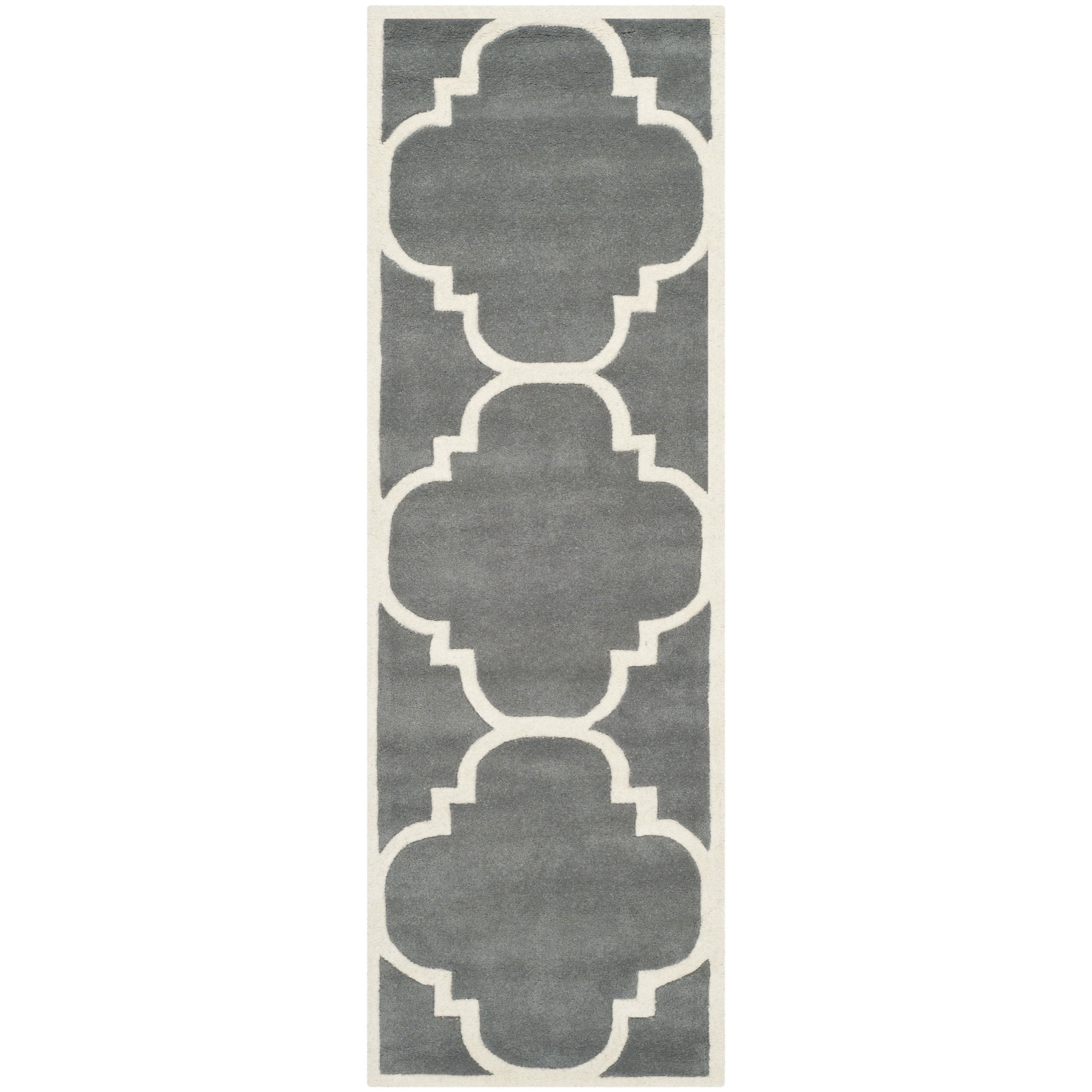 Handmade Moroccan Dark Grey Runner Wool Rug (23 X 7)