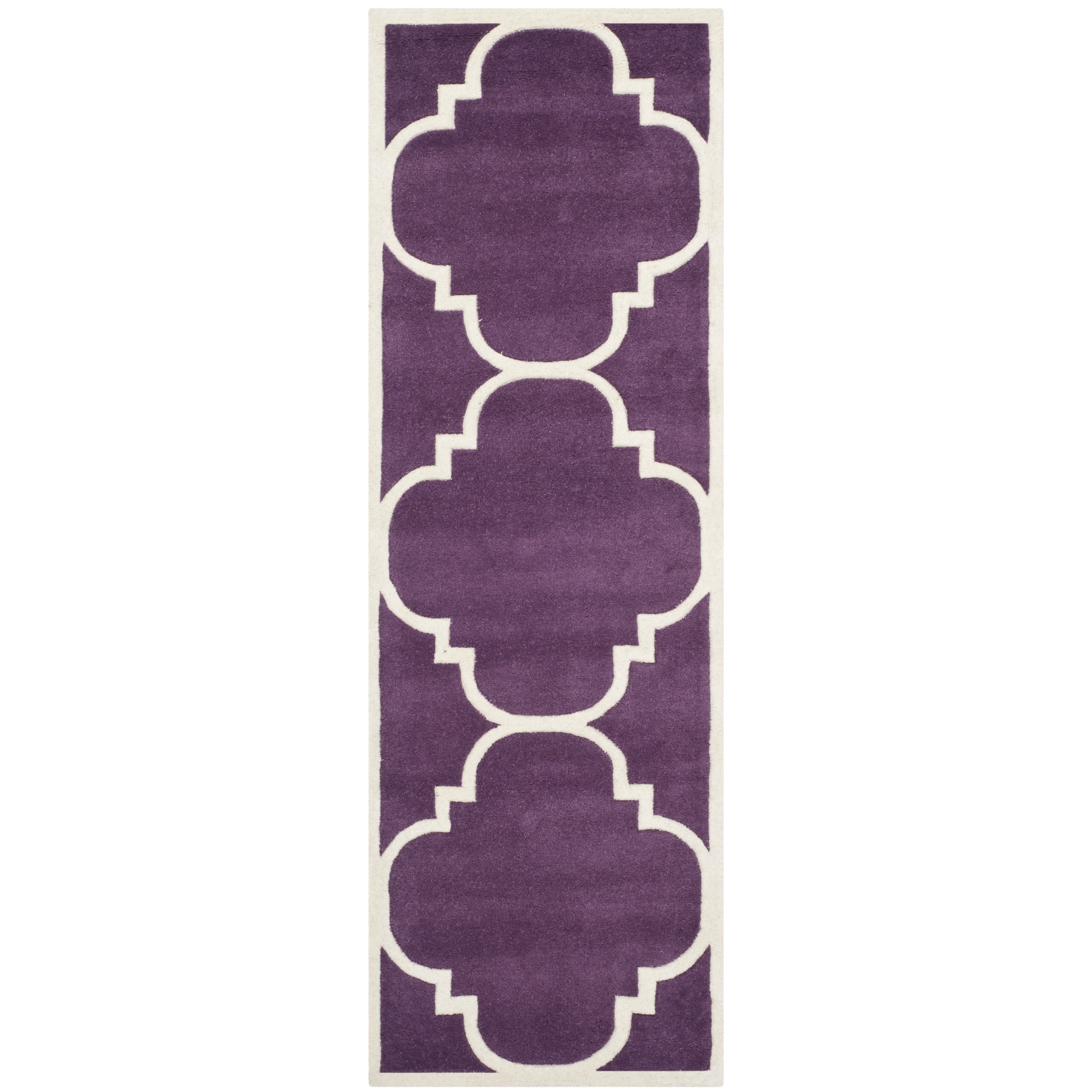 Geometric Handmade Moroccan Purple Wool Rug (23 X 7)