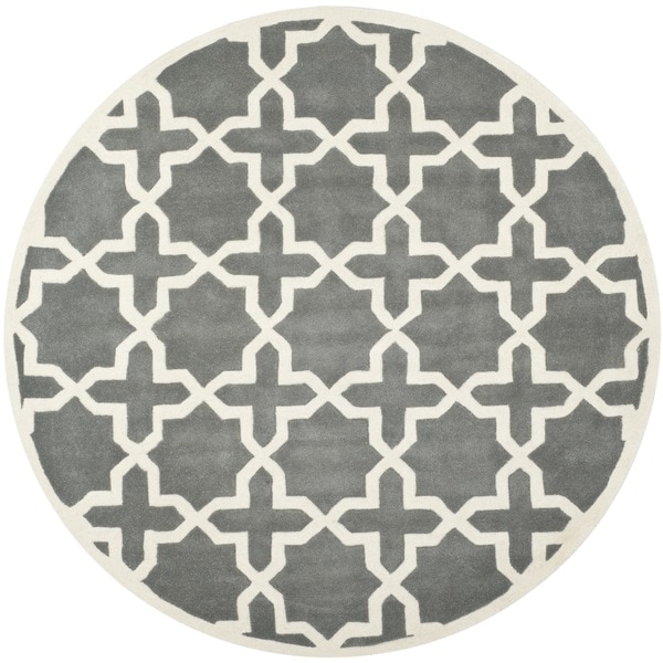 Safavieh Cross Pattern Handmade Moroccan Dark Grey Wool Rug (7 Round