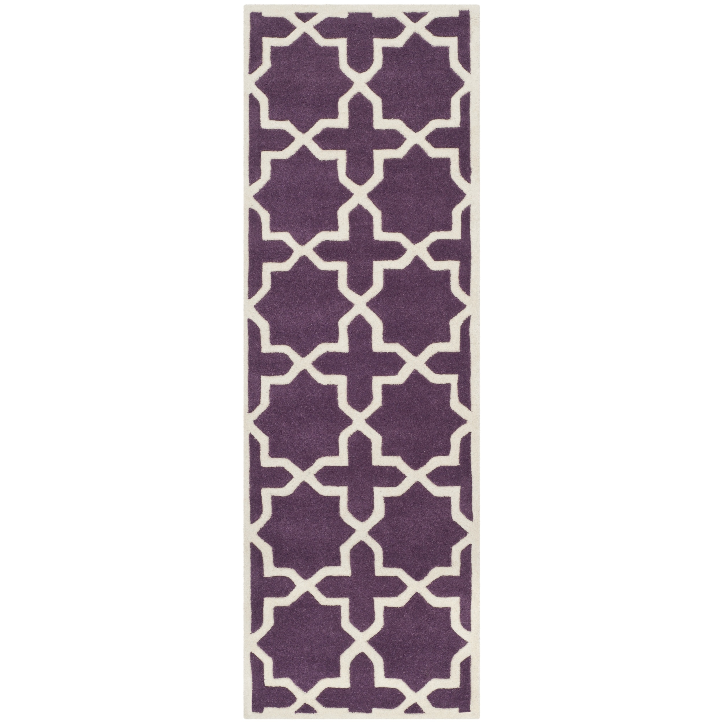 Contemporary Handmade Moroccan Purple Wool Rug (23 X 7)