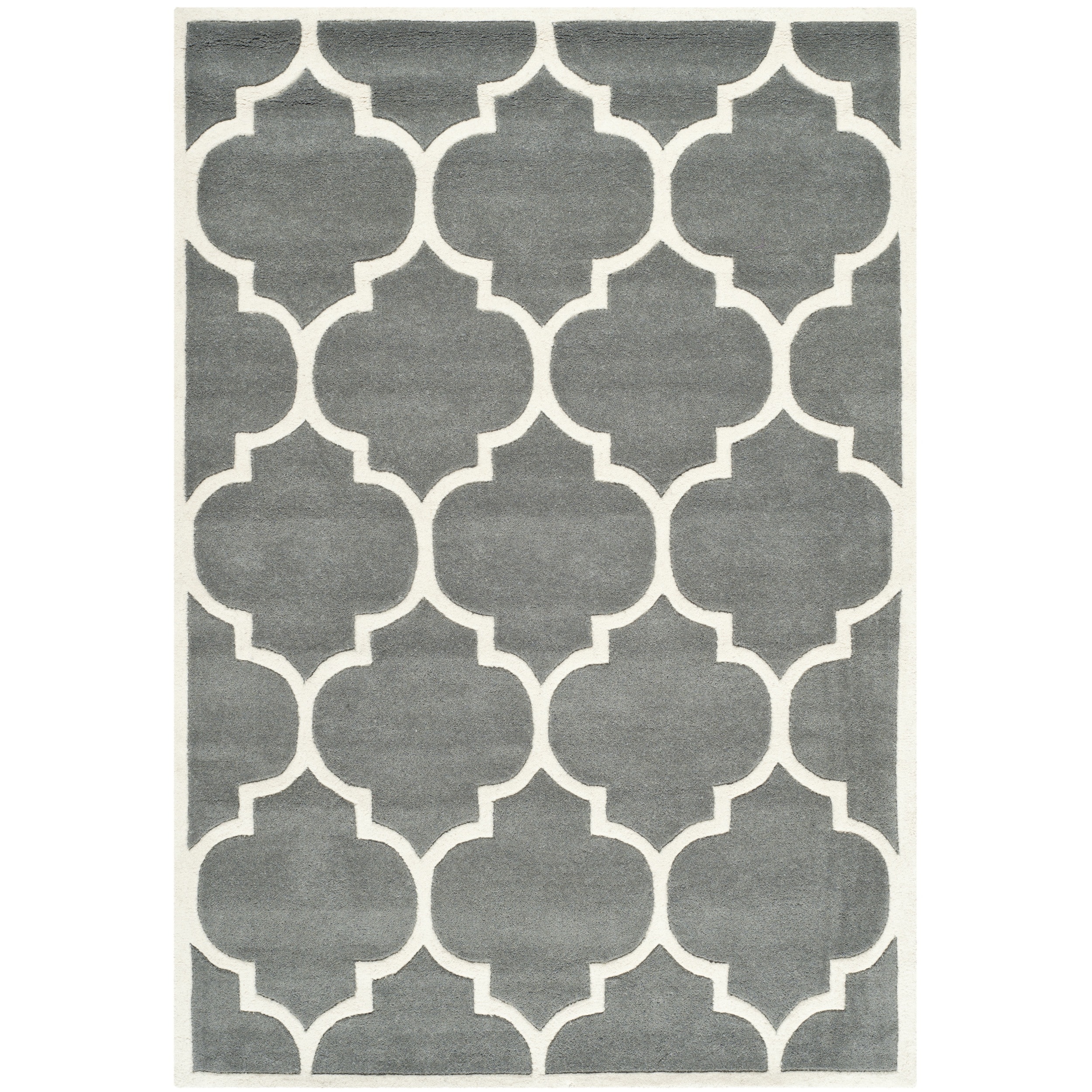 Handmade Moroccan Dark gray Geometric Wool Rug (3 X 5)