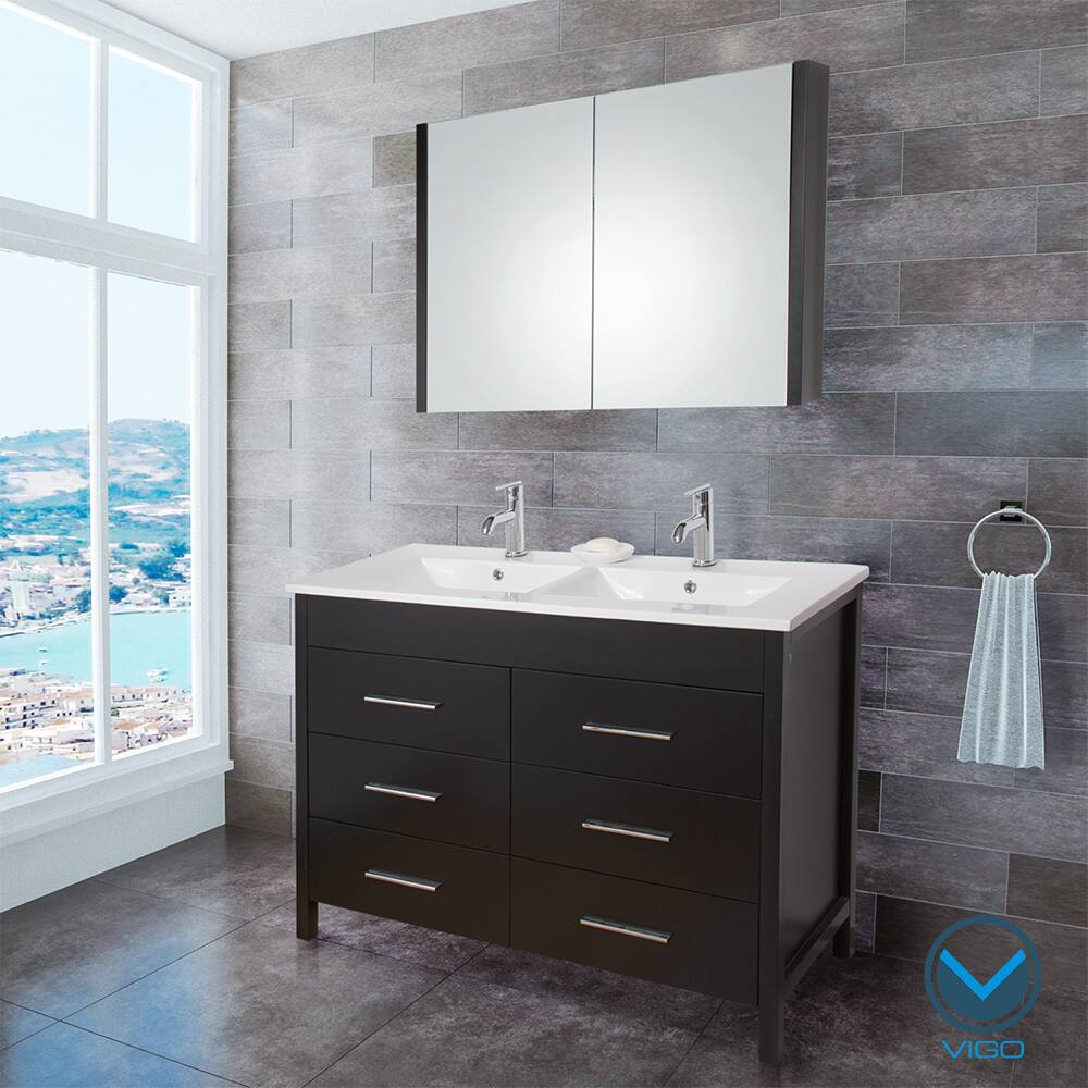 VIGO 48-inch Maxine Double Bathroom Vanity with Medicine Cabinet