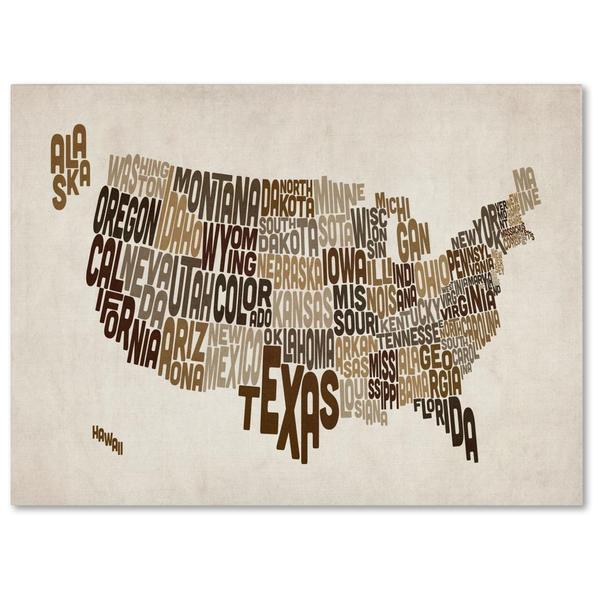 Michael Tompsett Usa States Text Map 2 Canvas Art Free Shipping Today 15466400 0623