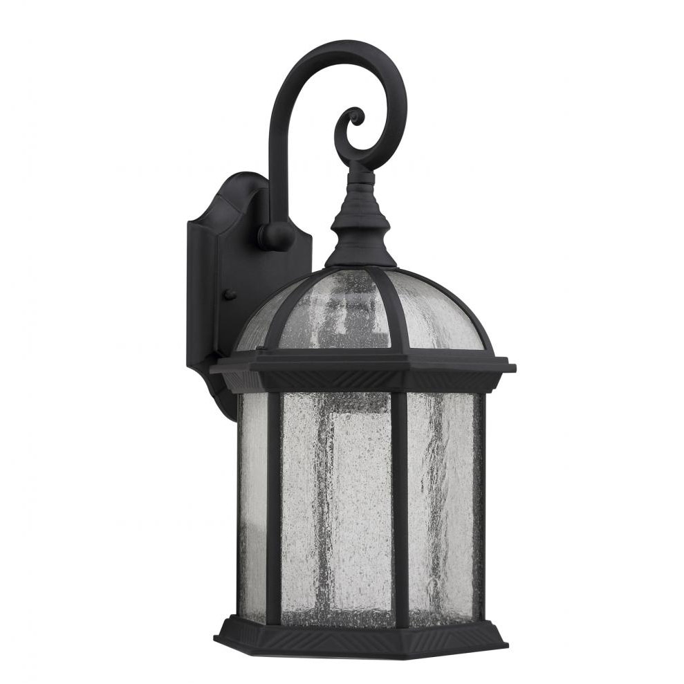 Transitional 1-light Black/Seeded Glass Outdoor Fixture - Black
