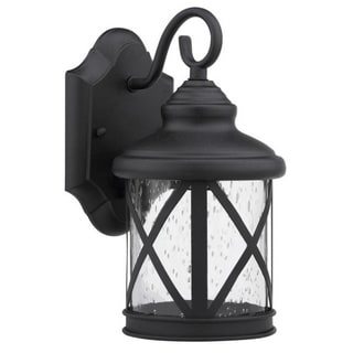 Black/Clear Seeded Glass 1-light Outdoor Wll Light