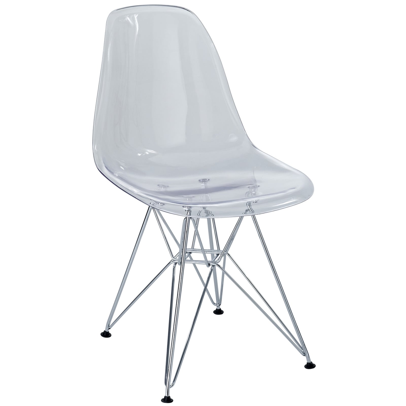 Plastic Side Chair In Clear With Wire Base