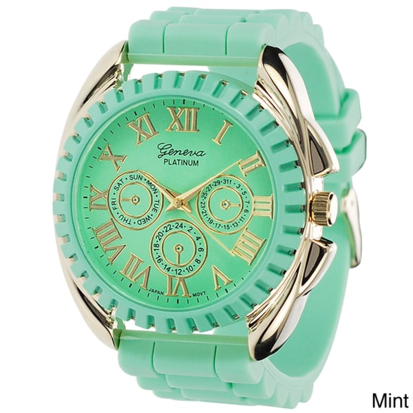 Geneva Women's Platinum Japanese Quartz Silicone Watch Geneva Women's Geneva Watches