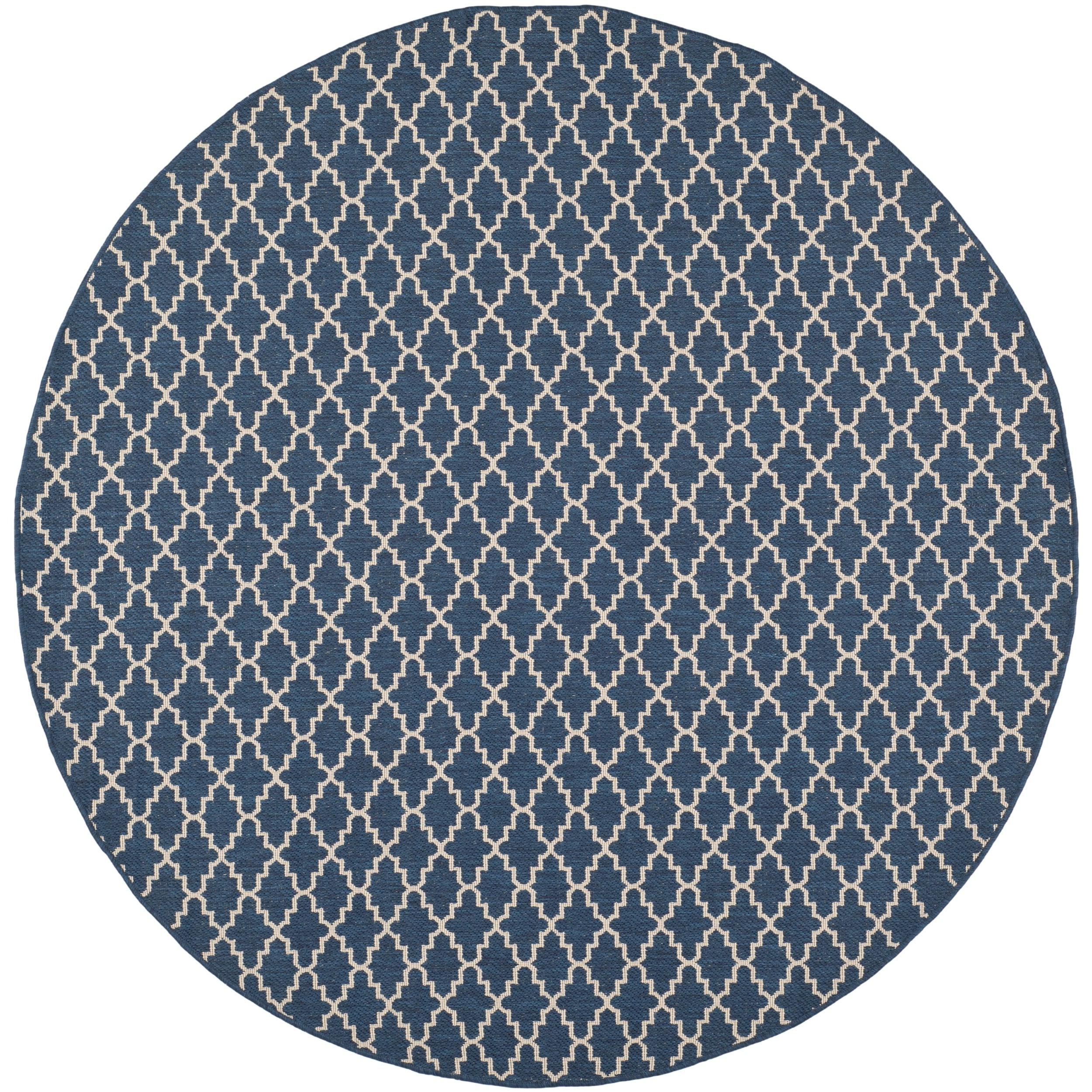 Safavieh Indoor/outdoor Courtyard Navy/beige Area Rug (53 Round)