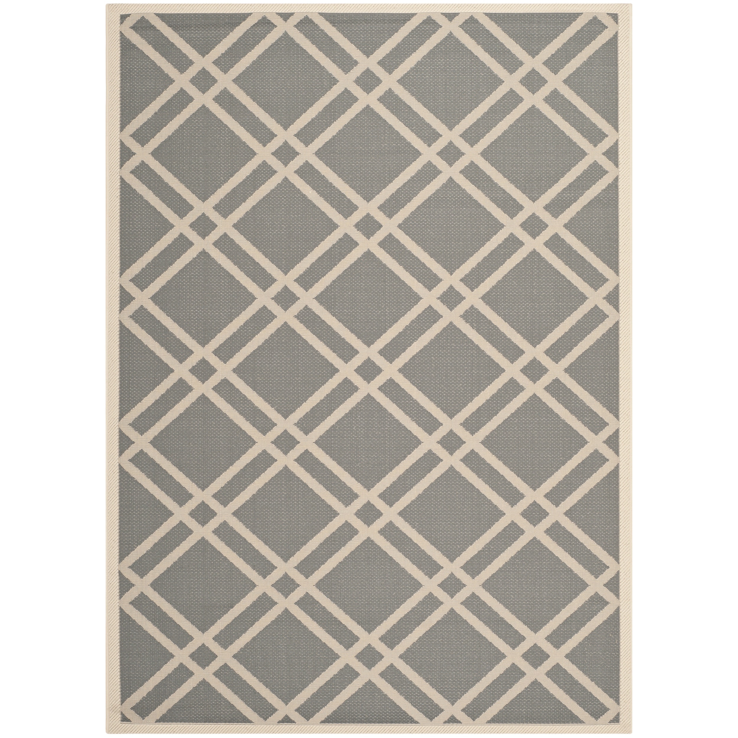 Safavieh Courtyard Anthracite/beige Indoor/outdoor Crisscross Pattern Rug (53 X 77)