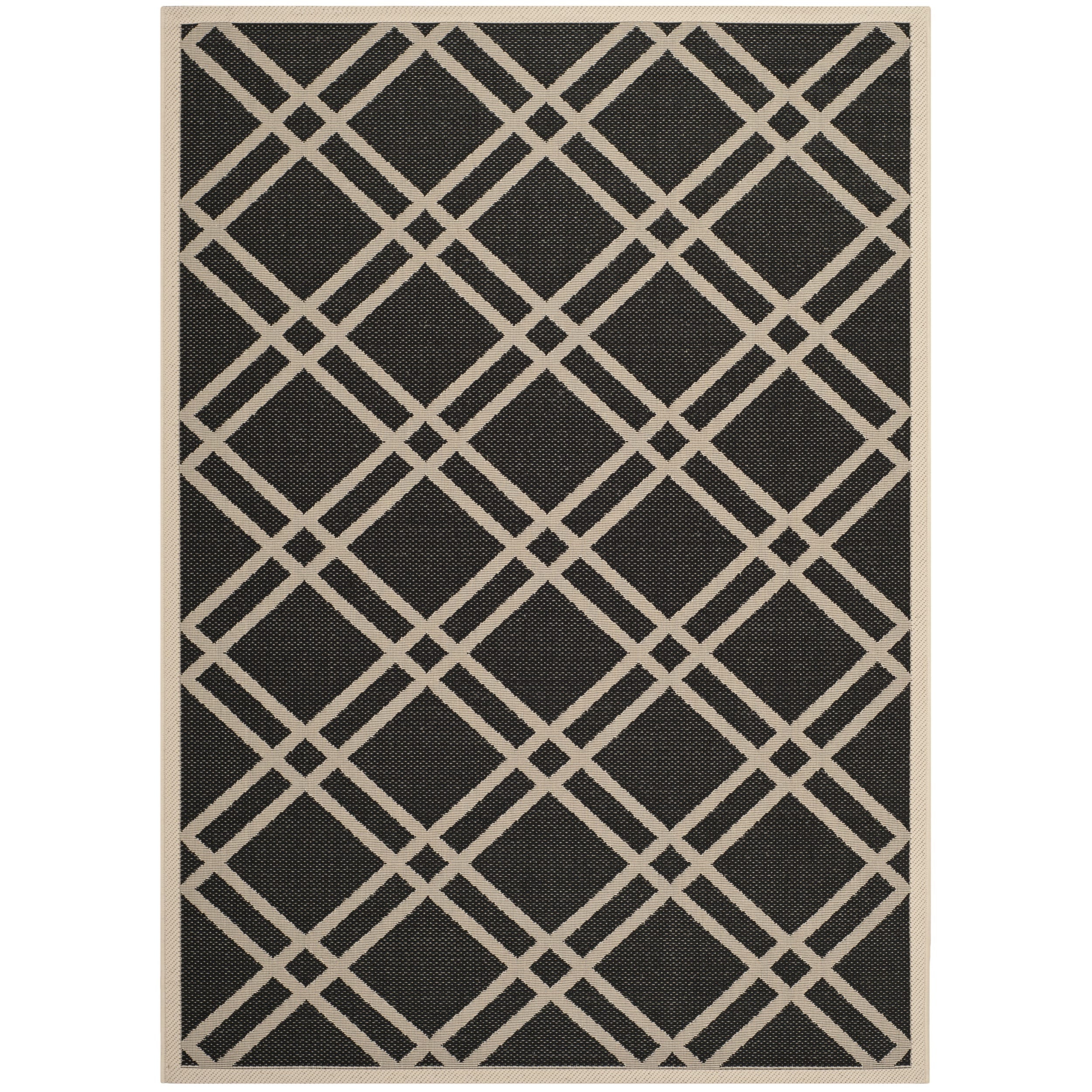 Safavieh Indoor/outdoor Courtyard Black/beige Polypropylene Rug (4 X 57)