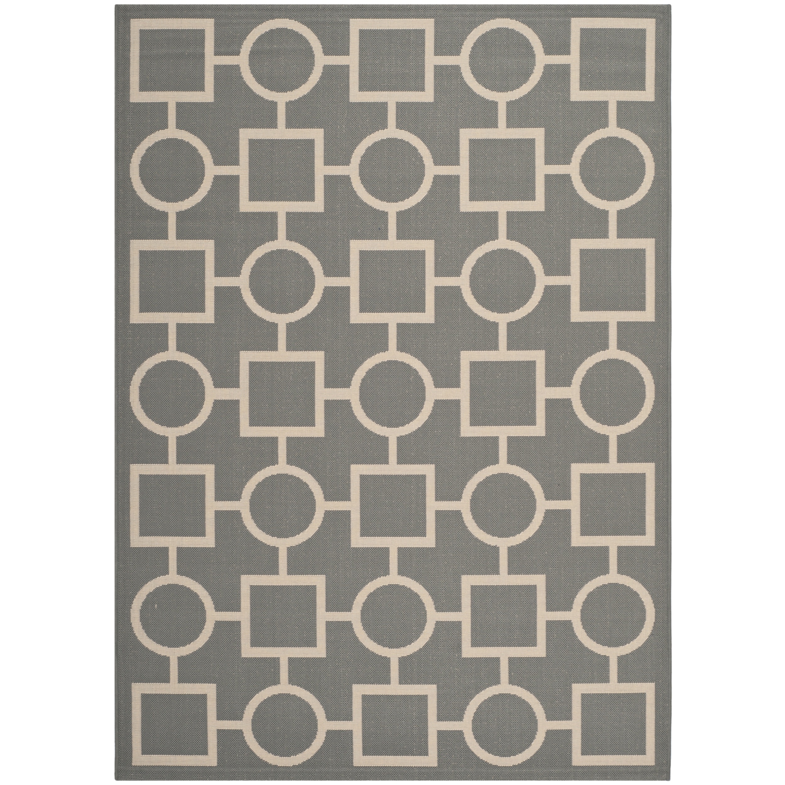 Safavieh Courtyard Anthracite/beige Multi shape Pattern Indoor/outdoor Rug (4 X 57)