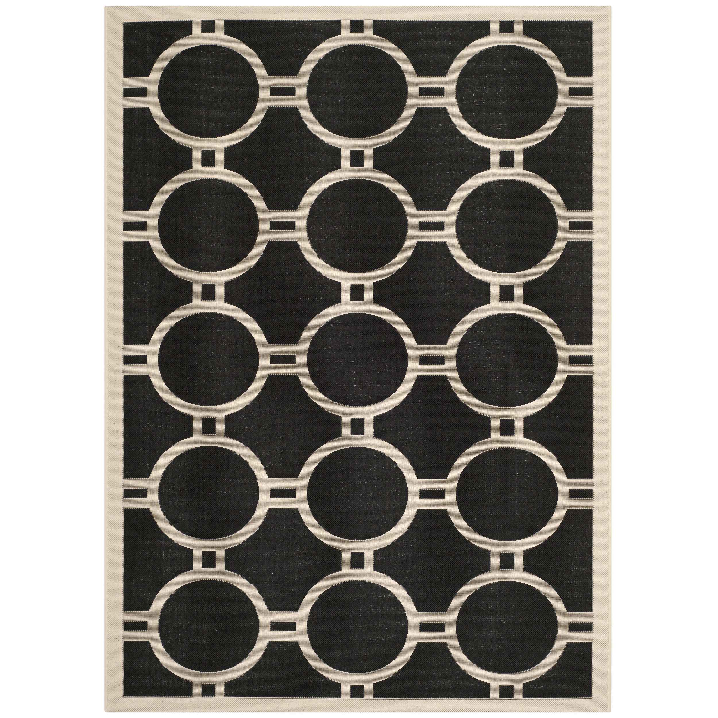 Safavieh Indoor/outdoor Courtyard Black/beige Circle pattern Rug (8 X 11)