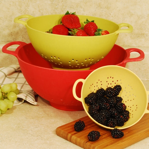 Bamboo Fiber Colanders (Set of 3) Bowls & Colanders