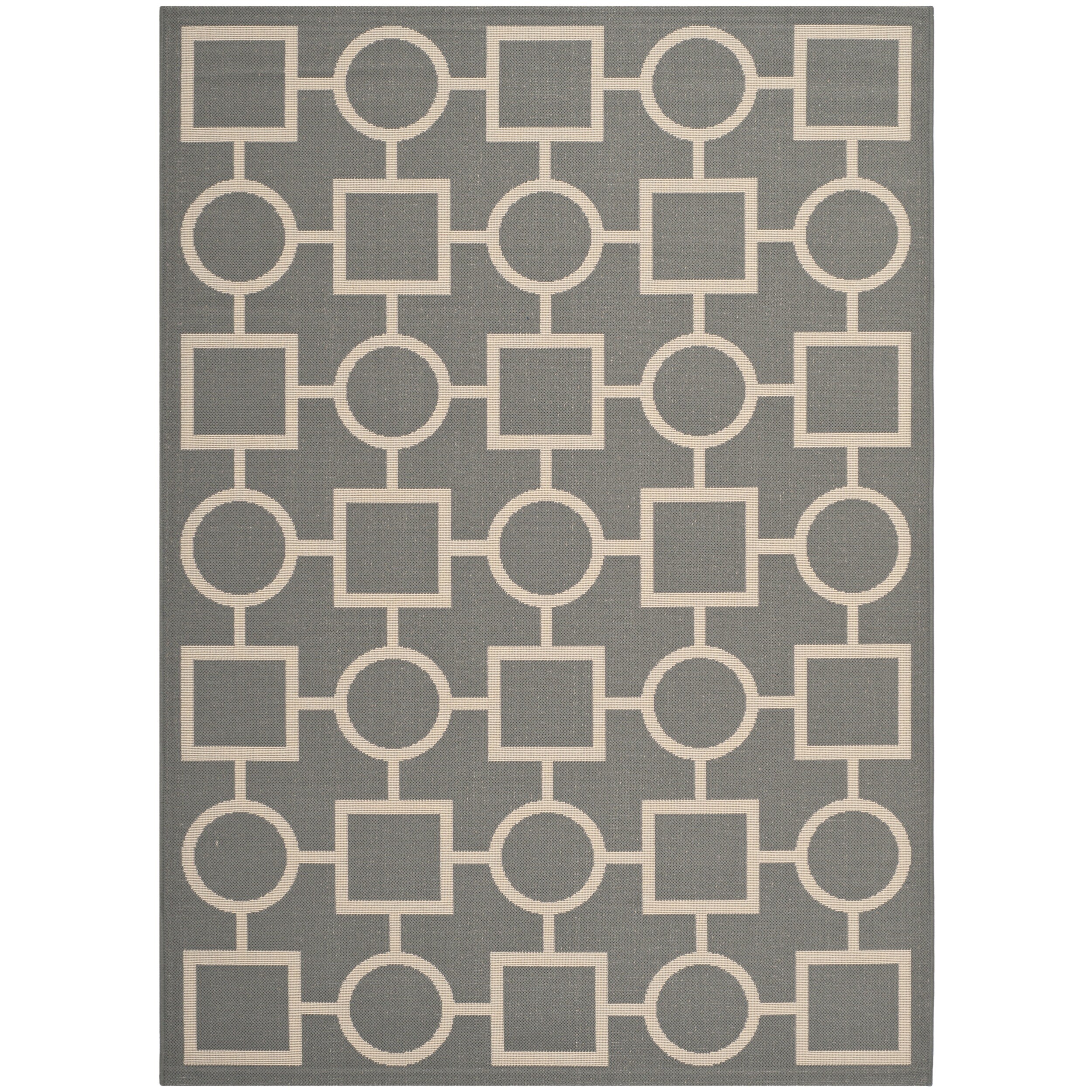 Safavieh Courtyard Anthracite/beige Indoor/outdoor Multi shaped patterned Rug (53 X 77)