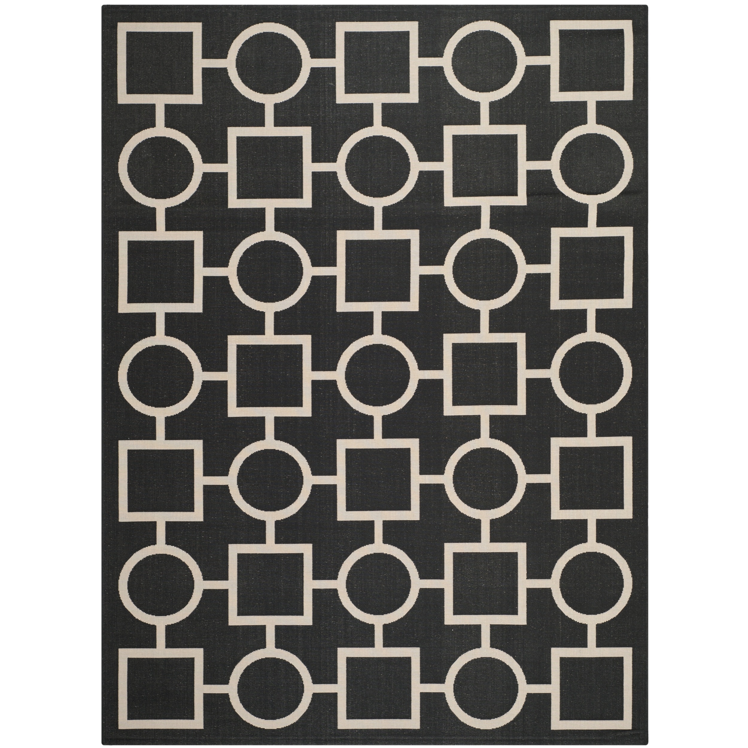 Safavieh Indoor/outdoor Courtyard Black/beige Geometric pattern Rug (8 X 11)