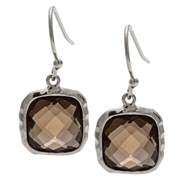 La Preciosa Sterling Silver Smokey Quartz Dangling Earrings