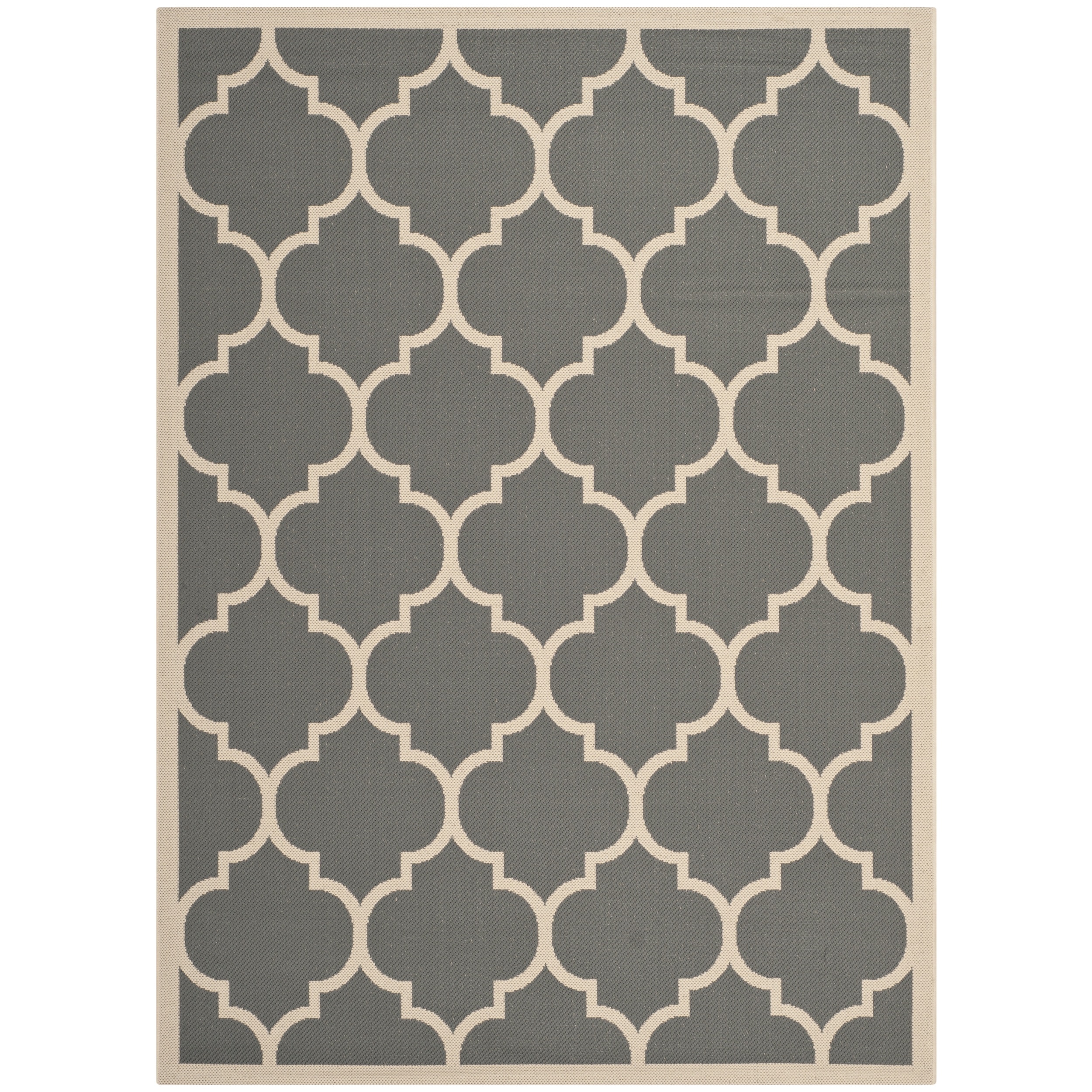 Safavieh Courtyard Anthracite/beige Indoor/outdoor Contemporary Rug (53 X 77)