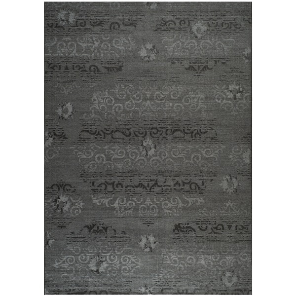 Safavieh Palazzo Black/ Grey Medallion Chenille Area Rug - 8' x 11'