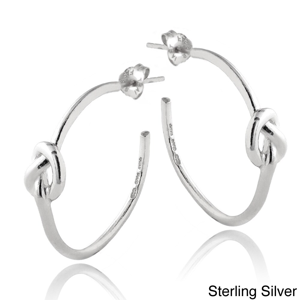 Shop Mondevio Silver Polished Love Knot Half Hoop Earrings - On Sale ...