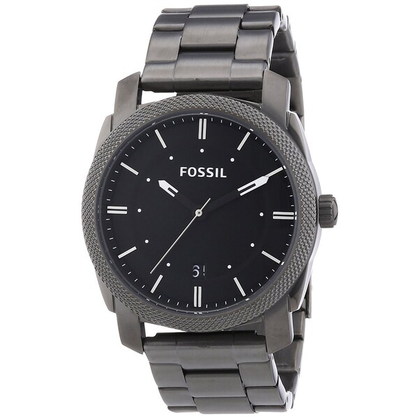 Fossil Men's FS4774 Machine Round Grey Bracelet Watch - Overstock - 8120044