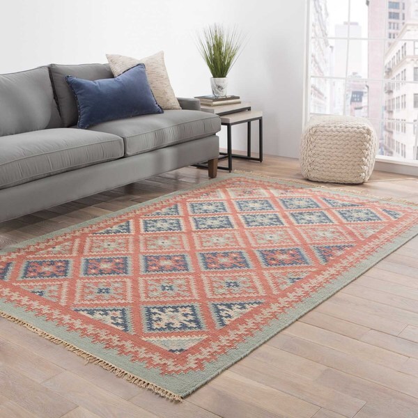 Handmade Flatweave Tribal Pattern Multicolored Wool Rug (5' x 8