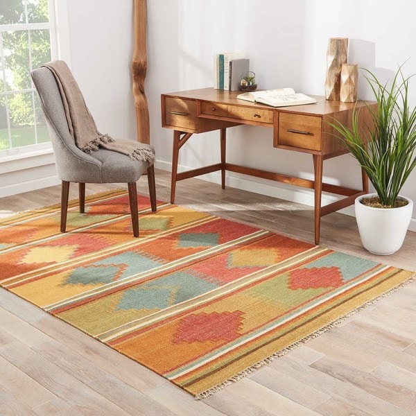 Midian Handmade Geometric Multicolor Area Rug (5' X 8') - 5' x 8'
