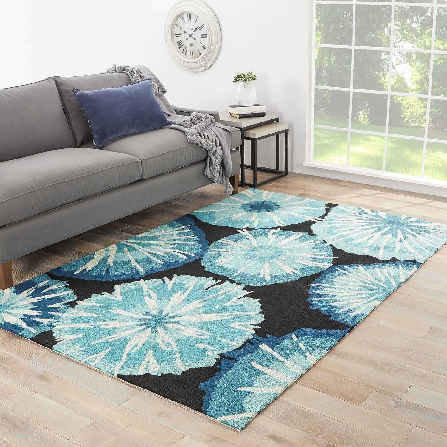 Hand hooked Indoor/ Outdoor Abstract Pattern Blue Area Rug (5 X 76)