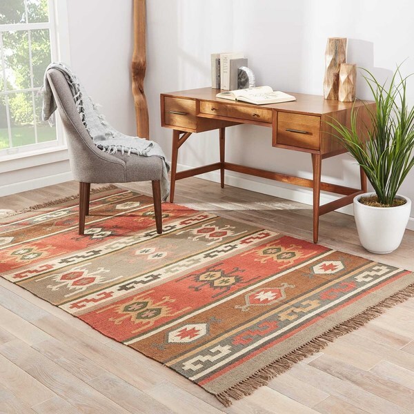 Hala Handmade Geometric Multicolor Area Rug (5' X 8')