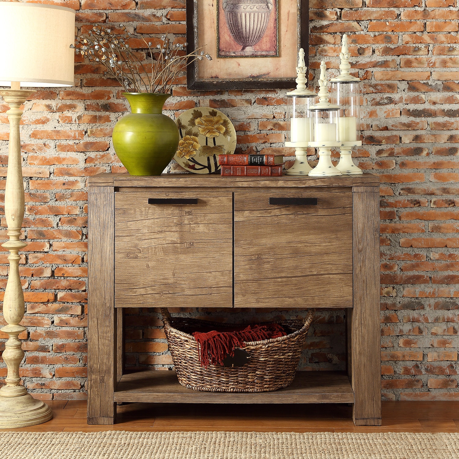 Inspire Q Catalpa Walnut Finish Weathered Console