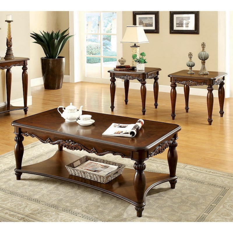 Rity Traditional Cherry 48-inch Wood 3-Piece Accent Table Set by Furniture of America