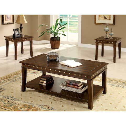 Furniture of America Jiff Traditional Walnut 3-piece 50-inch Accent Table Set