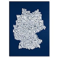 Michael Tompsett 'Germany Regions Map in Navy' Canvas Art - Multi - Bed ...