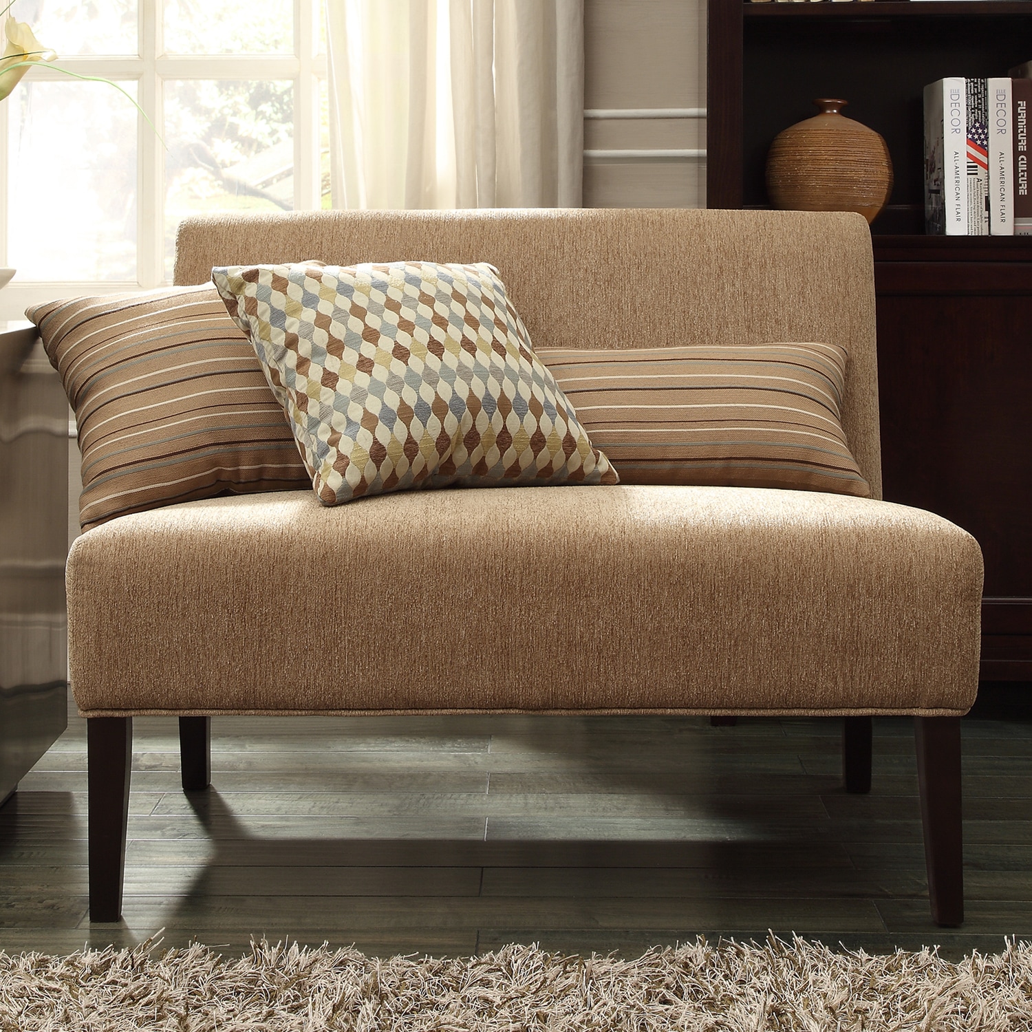 Inspire Q Kayla Mocha Chenille Armless Loveseat