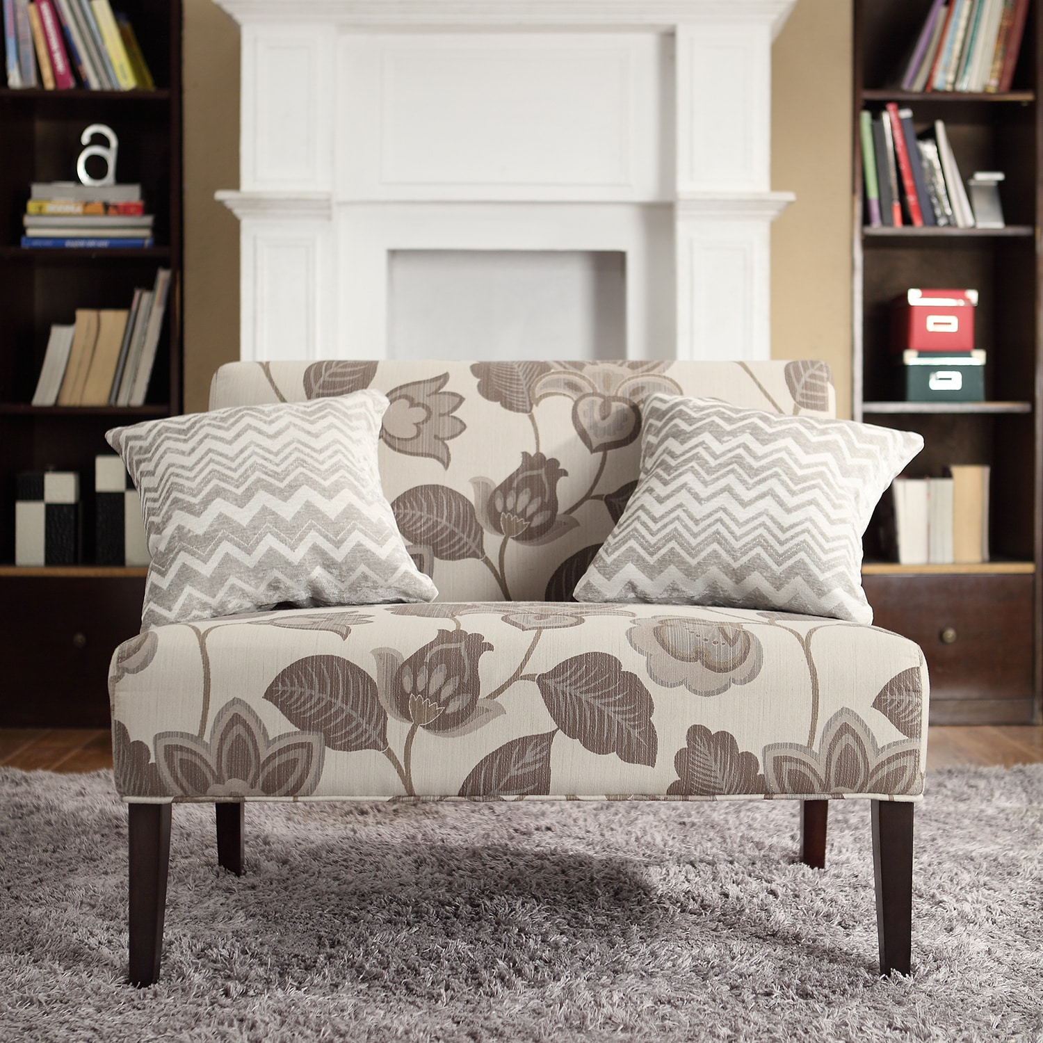 Inspire Q Wicker Park Grey Floral Armless Loveseat