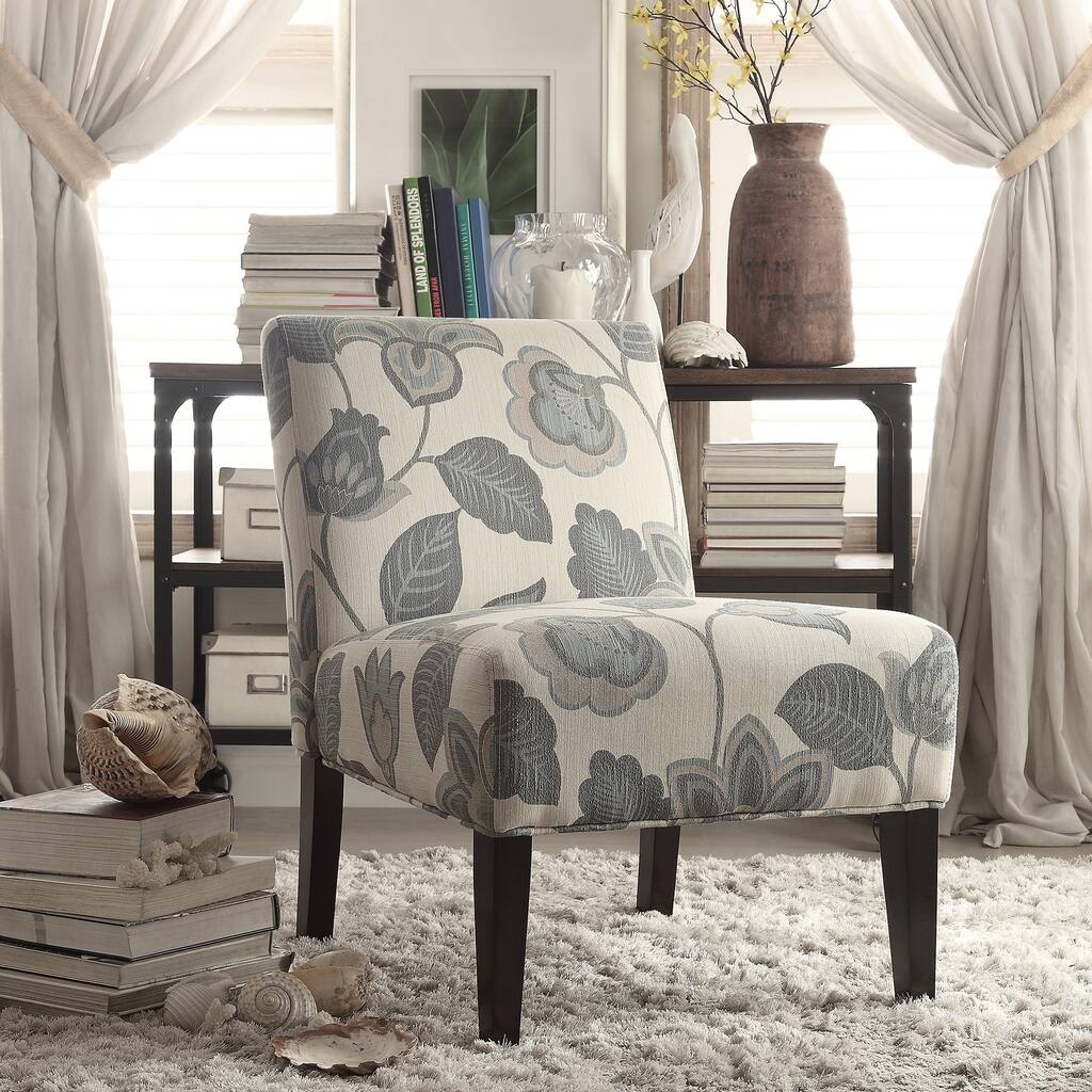 Peterson Teal Floral Accent Slipper Chair by iNSPIRE Q Bold