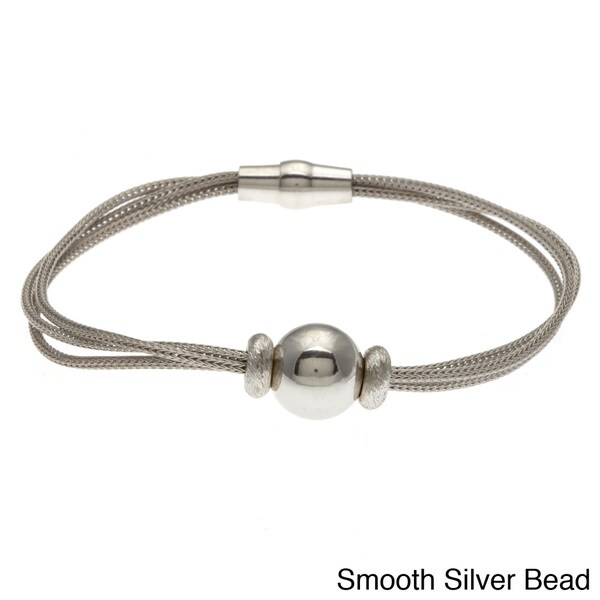 La Preciosa Sterling Silver Bead Charm and Mesh Cape Cod Bracelet