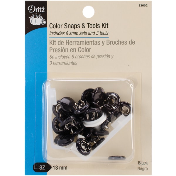 Color Snaps & Tools 1/2" 8 Sets Black Dritz Fasteners