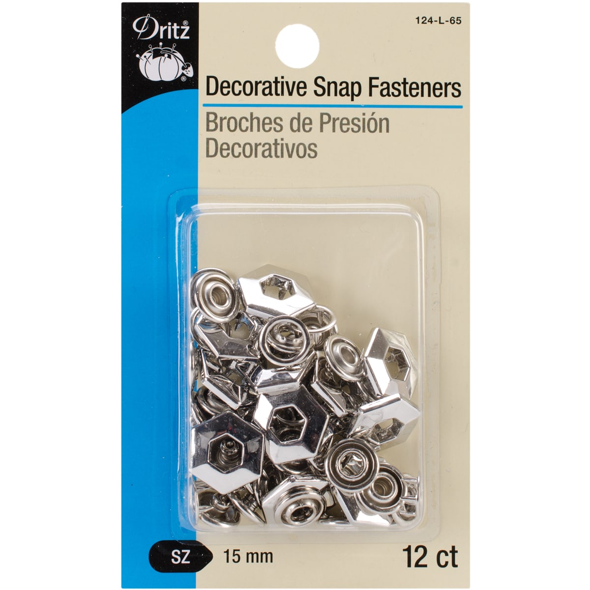 Decorative Snap Fasteners 5/8 12/pkg nickel hexagon