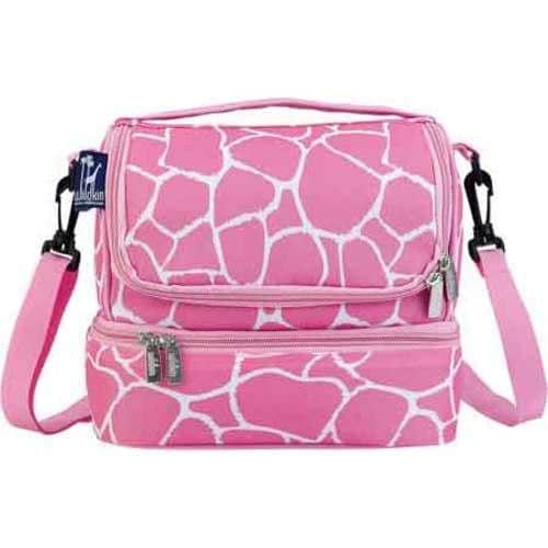 Girls Wildkin Double Decker Lunch Bag Pink Giraffe