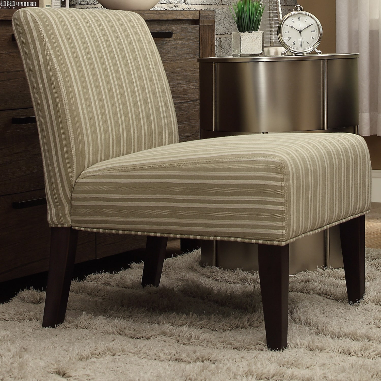 Inspire Q Peterson Spring Green Stripe Slipper Chair