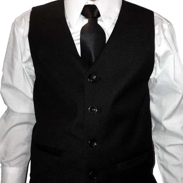 Boys Grey Pinstripe Suit 5 Pieces Set with Vest and Tie Size 2T-14 Two Button