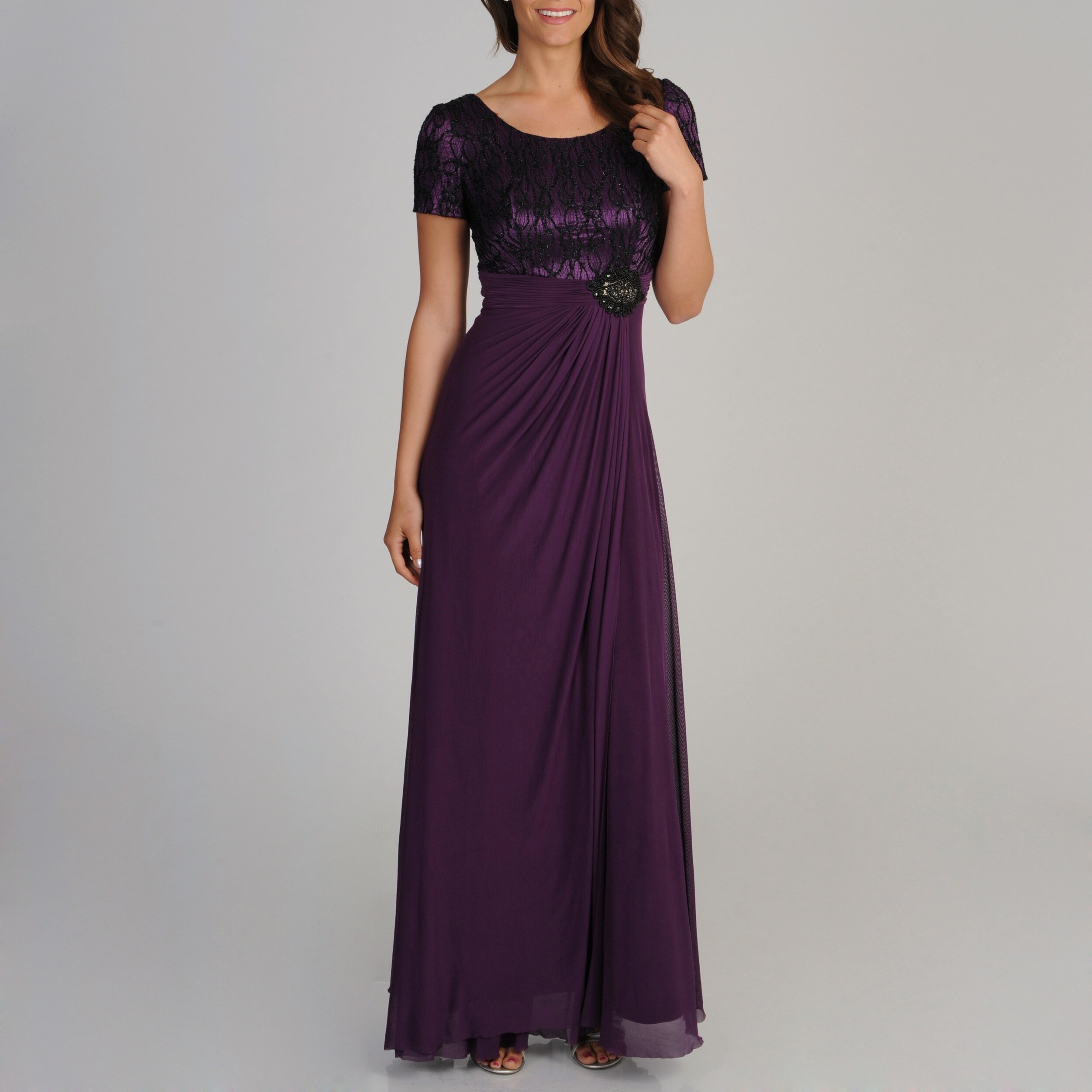 Shop Decode 1.8 Women's Plum Novelty Swirl Embroidered Gown - Free ...