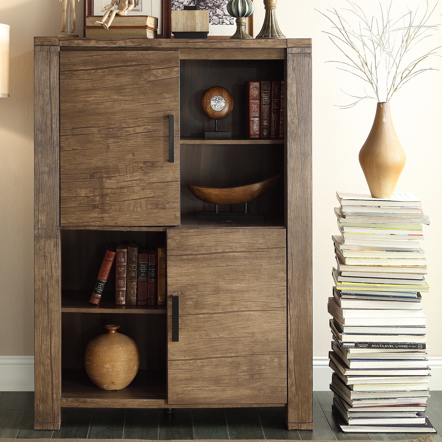 Inspire Q Catalpa Walnut Finish Weathered Sideboard