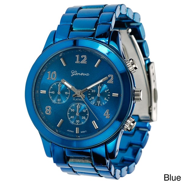 Geneva Platinum Women's Blue Link Watch Geneva Women's Geneva Watches