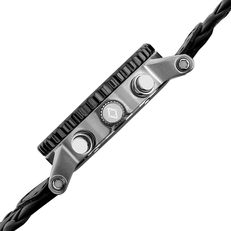 Akribos XXIV Men's Swiss Quartz Water Resistant Braided Black Strap Chronograph Watch - White